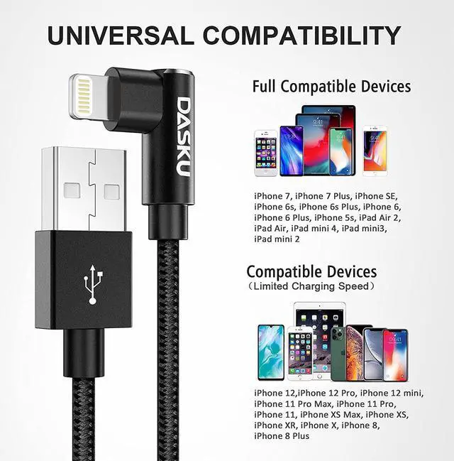 Alt view image 7 of 7 - Short iPhone Charger 1FT 2Pack [ MFi Certified] 12 inch 90 degree Lightning Cable Fast Nylon Braided Right Angle iPhone Charging Cord Compatible with iPhone 14/13/12/11/XS/XR/X/8/7/6/6s Puls/iPad