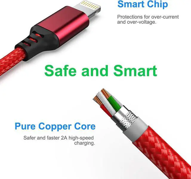 Alt view image 5 of 7 - Multi 2 in 1 USB Universal iPhone Charging Cable, 1.2M/3Ft Portable Nylon Braided Phone Charger Cord Type C/Lightning Connector Adapter for Android/Apple/Samsung/LG/Pixel/Huawei/XiaoMi/Tablets