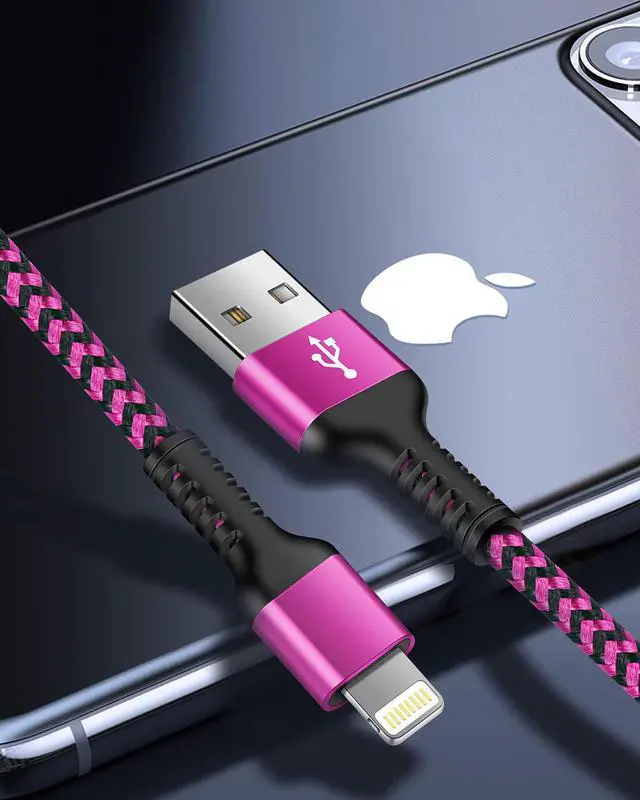 Alt view image 2 of 7 - iPhone Charger Cable [2pack/3ft]  Lightning Cord for iPhone 14 Pro Max 13 12 Pro/11/XS/XR/X/8 Plus/7 iPad mini iPad Air USB-A Braided Rapid Charge Core Recharger Power Cargador Data Line