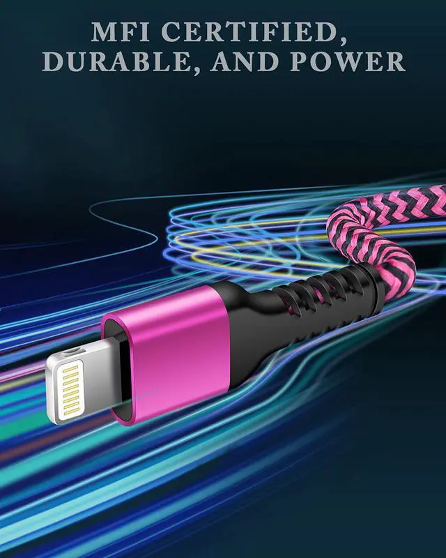 Alt view image 5 of 7 - iPhone Charger Cable [2pack/3ft]  Lightning Cord for iPhone 14 Pro Max 13 12 Pro/11/XS/XR/X/8 Plus/7 iPad mini iPad Air USB-A Braided Rapid Charge Core Recharger Power Cargador Data Line