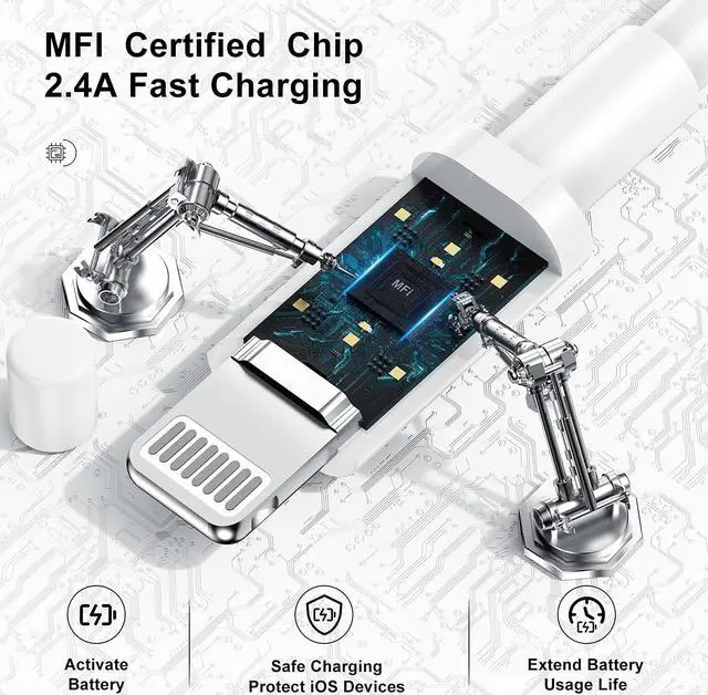 Alt view image 3 of 7 - 3ft iPhone Charger [  Certified ]  Charging Cord 3 Feet Original Lightning to USB Cable 3 Foot iPhone Charging Cable for iPhone 14 Pro Max/14/13 Pro/13/12 Mini/11/XS/XR/8/7/6S/5/SE iPad