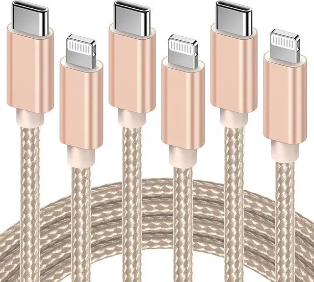 Main image of Marchpowe USB C to Lightning Cable - MFi Certified iPhone 14 Fast Charger Cord 3Pack 6ft Charging Cable Compatible with iPhone 14 13 12 Pro Max Mini 11 X XS XR 8 Plus -Gold