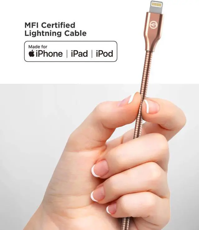 Alt view image 4 of 6 - GALVANOX (2 Pack) Pet Proof iPhone Charger - Braided Metal Lightning to USB-C Charging Cables [Apple MFi Certified] Ultra Durable ChewProof Cord (4 Ft.) Compatible with iPhone and iPad