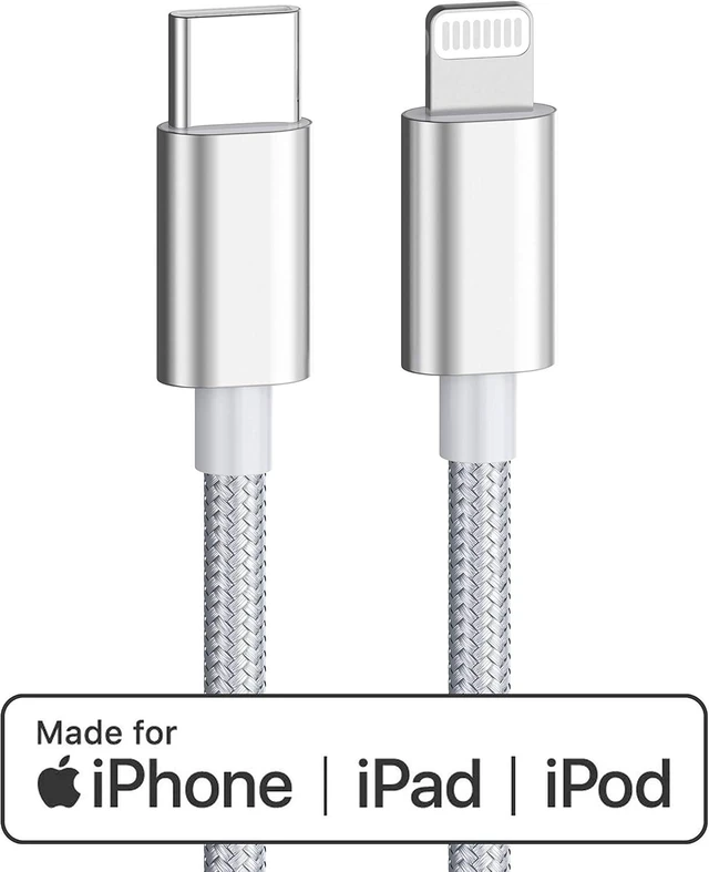 Alt view image 2 of 5 - MFi Certified USB C to Lightning Cable 4 FT Charger/Sync for iPhone X/XS/XR/XS Max / 8/8 Plus (for Use with Type C Chargers) 4FT (Silver)