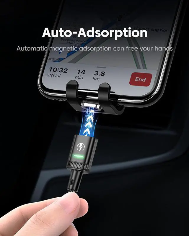 Alt view image 7 of 7 - KUULAA 3Pack Magnetic Charging Cable USB C,3A Fast Charging/Data Transmission with 3 in 1 Charging Tips Nylon-Braided Phone Cable Compatible for iProduct/Type C/Micro Device(3.3ft/6.6ft/6.6ft)