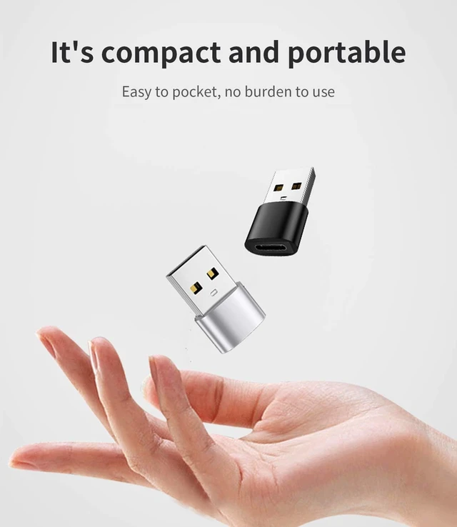 Alt view image 2 of 7 - 3Pack USB to USB C Adapter USB-A to USB-C Adapter USBC Type-c Female Thunderbolt 2 3 USBA Male Power Charger Connector for iPhone 12 11 mini pro max Airpods Ipad air Galaxy Pixel