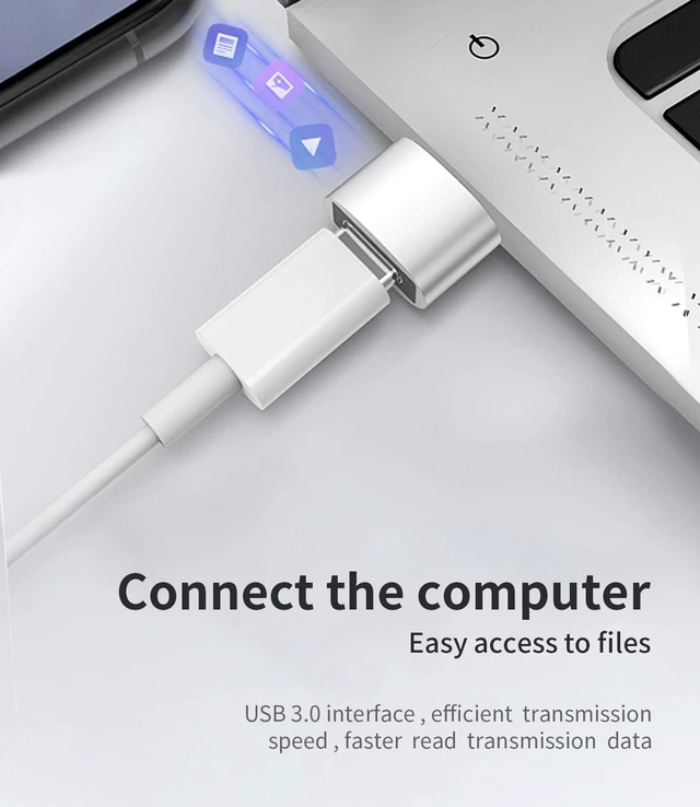 Alt view image 4 of 7 - 3Pack USB to USB C Adapter USB-A to USB-C Adapter USBC Type-c Female Thunderbolt 2 3 USBA Male Power Charger Connector for iPhone 12 11 mini pro max Airpods Ipad air Galaxy Pixel