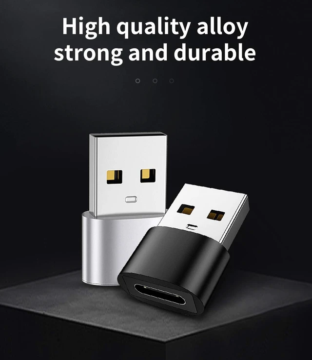 Alt view image 6 of 7 - 3Pack USB to USB C Adapter USB-A to USB-C Adapter USBC Type-c Female Thunderbolt 2 3 USBA Male Power Charger Connector for iPhone 12 11 mini pro max Airpods Ipad air Galaxy Pixel