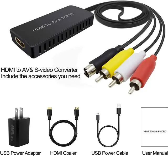 Alt view image 6 of 6 - HDMI to SVideo Converter HDMI to Audio Video Converter HDMI to RCA Adapter with Svideo Cable Support 720P/1080p for PC Laptop Xbox PS3 TV STB VHS VCR Blue-Ray DVD