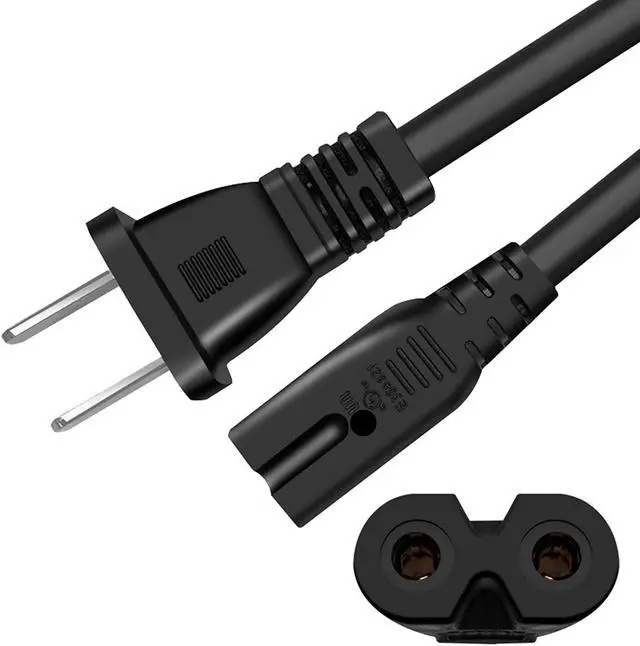 Main image of AC Universal Power Cord 5ft Power Cable 2 Prong for Camera Battery Chargers TV Monitor Projector Printer tv Power Cord Replacement 2 Slot Power Cord Computer Charger Cable