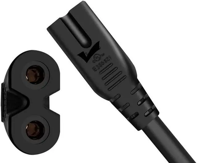 Alt view image 2 of 10 - AC Universal Power Cord 5ft Power Cable 2 Prong for Camera Battery Chargers TV Monitor Projector Printer tv Power Cord Replacement 2 Slot Power Cord Computer Charger Cable