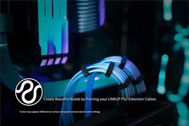 Alt view image 5 of 6 - LINKUP - 30cm PSU Cable Extension 18AWG Oxygen Free Copper (OFC) Teflon Jacket Custom Mod GPU PC w/Comb Kit1 x 24 P (20+4)2 x 8 P (4+4) CPU3 x 8 P (6+2) GPU Set300mm - Blue