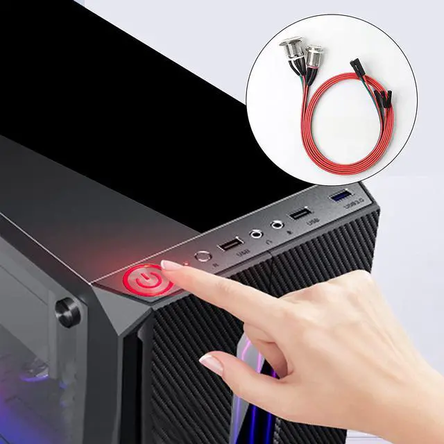 Alt view image 5 of 6 - XMSJSIY Chassis Switch Host Metal Button, Computer Host Switch Cable PC Case LED Power Button ATX Supply On/Off for DIY Computer Switch 60cm - 1pcs (16mm)