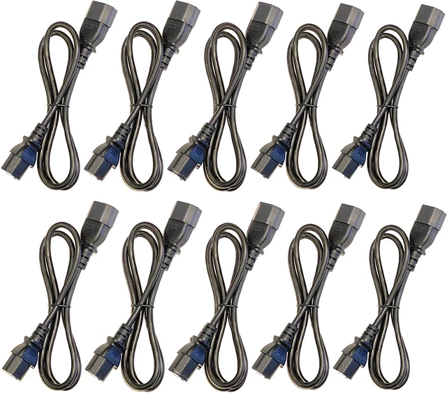 Main image of (10) 3 Foot IEC 320 NEMA C13 C14 10A 18AWG AC Power Cord Cables PDU to CPU