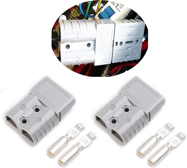 Main image of 175 Amp Anderson-Compatible 2-Pole Power Connector Plug, Grey with Terminals for #1/0 AWG Wire (4 Housings + 8 Terminal Pins)