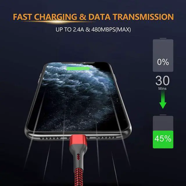 Alt view image 4 of 7 - Durcord iPhone Charger 6FT/6/3/1.5, Lightning Cable Fast Charging Cable Nylon Braided Cord Compatible with iPhone 14/13/12/11 Pro Max/XS MAX/XR/XS/X/8/7/Plus/6S/6/SE/5S/iPad