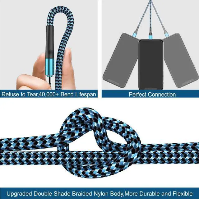 Alt view image 5 of 7 - Durcord iPhone Charger 6FT/6/3/1.5, Lightning Cable Fast Charging Cable Nylon Braided Cord Compatible with iPhone 14/13/12/11 Pro Max/XS MAX/XR/XS/X/8/7/Plus/6S/6/SE/5S/iPad