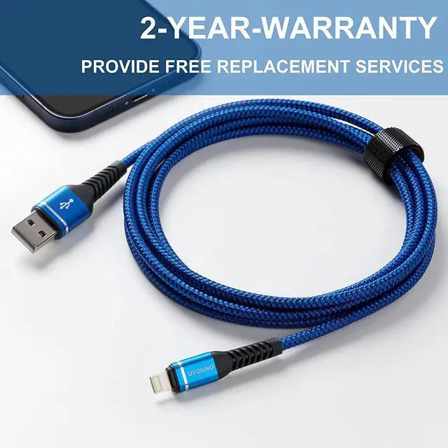 Alt view image 6 of 7 - 6ft Lightning Cable 3Pack 6 Foot Blue iPhone Charger USB Fast Charging Power Cord Compatible with Apple iPhone 12 11 Xs Max XR X 8 Plus 7 Plus 6 Plus SE iPad Pro iPod