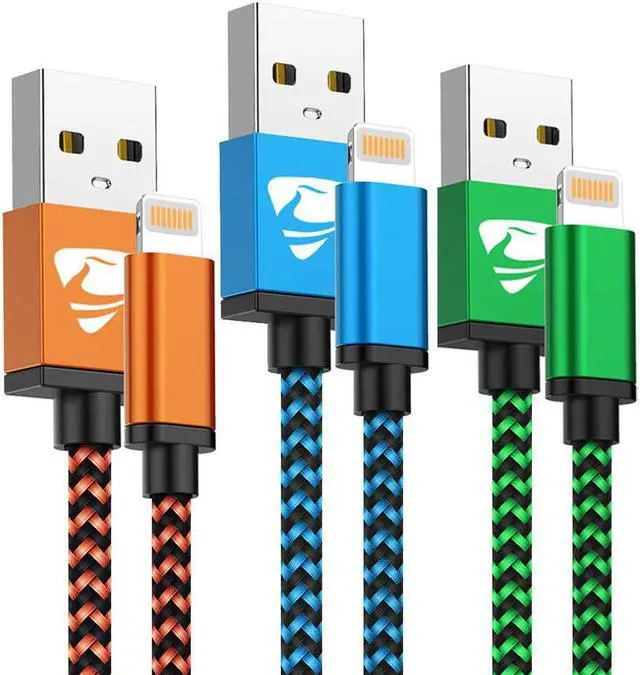 Main image of iPhone Charger Cord 3ft 3Pack MFi Certified Lightning Cable Fast Charging Nylon Braided Cell Phone Charging Cable Compatible with iPhone 13 Pro 12 Pro 11 Pro Xs Max Xr 8 7 Plus Se 2020 iPad Multicolor