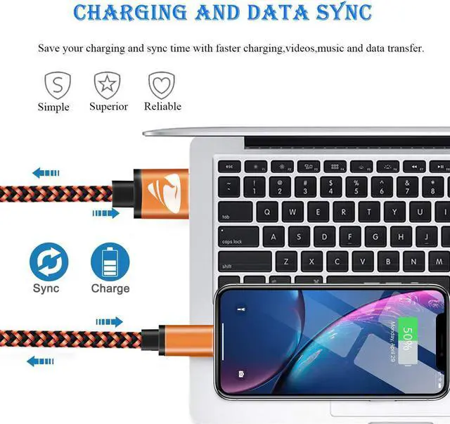 Alt view image 4 of 7 - iPhone Charger Cord 3ft 3Pack MFi Certified Lightning Cable Fast Charging Nylon Braided Cell Phone Charging Cable Compatible with iPhone 13 Pro 12 Pro 11 Pro Xs Max Xr 8 7 Plus Se 2020 iPad Multicolor