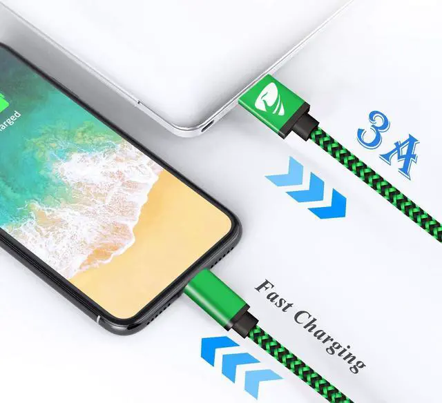 Alt view image 7 of 7 - iPhone Charger Cord 3ft 3Pack MFi Certified Lightning Cable Fast Charging Nylon Braided Cell Phone Charging Cable Compatible with iPhone 13 Pro 12 Pro 11 Pro Xs Max Xr 8 7 Plus Se 2020 iPad Multicolor