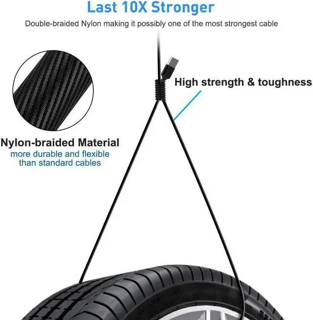 Alt view image 5 of 7 - Multi 3 in 1 USB Long iPhone Charging Cable, 3M/10Ft Nylon Braided Universal Phone Charger Cord USB C/Micro USB/Lightning Connector Adapter for Android/Apple/Samsung/LG/Pixel/Huawei/XiaoMi(Black)