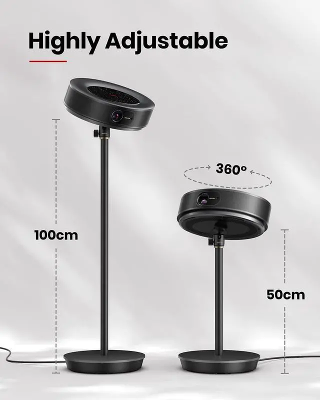 Alt view image 4 of 6 - Projector Lightweight and Adjustable 3-ft Floor Stand, Fits Projectors, Including Capsule Series, Cosmos Series, Mars Series, Solar Series, Apollo, Universal Mount, Cable Storage