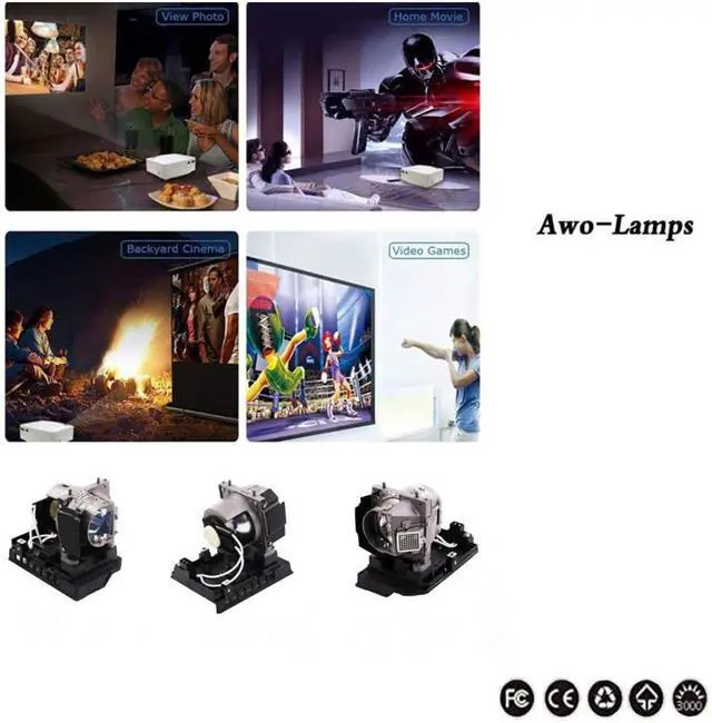 Alt view image 5 of 7 - AWO 20-01501-20 Replacement Lamp Bulb with Housing for SMARTBOARD 480i5/880i5/885i5/SB880/SLR40Wi/UF75/UF75W/Unifi 75/Unifi 75w/UNIFI75/W/