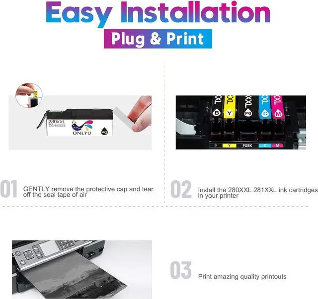 Alt view image 6 of 6 - ONLYU Compatible Ink Cartridge for Canon 280 PGI-280 XXL Ink for PIXMA TR7520 TR8520 TS6120 TS6320 TS9120 TS9521C TS8120 TS8220 TS9520 Ink Printer (2 PGBK)