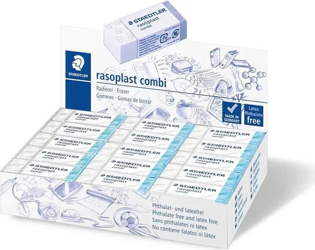 Alt view image 2 of 7 - STAEDTLER Rasolplast Combi White and Blue Dual Duty Eraser, Box of 30, 526 BT30
