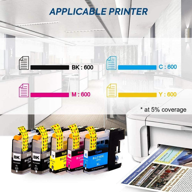 Compatible 4-Pack Ink Tank Set For Brother LC103XL / LC101 Printers – MFC-J650DW, J870DW, J475DW