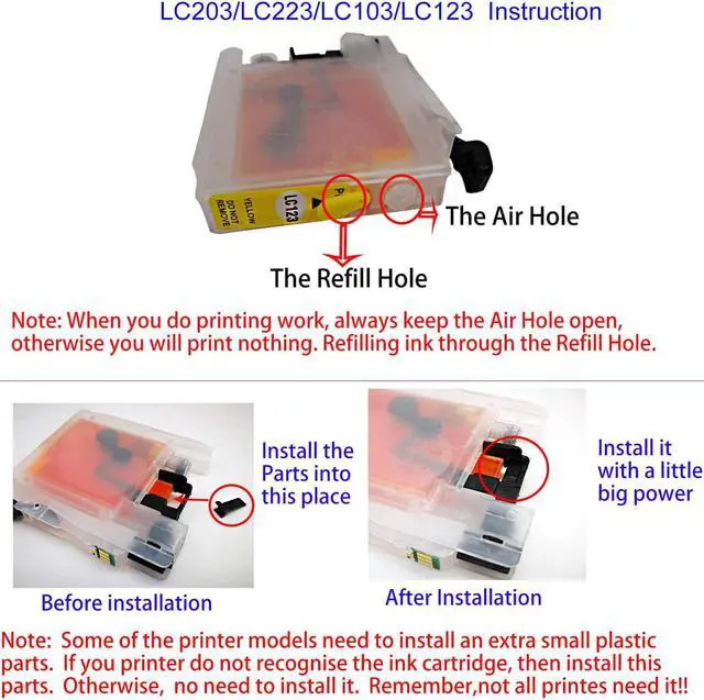 Alt view image 4 of 5 - F-INK Empty Refillable Ink Cartridge Replacement For Brother LC103 LC105,Work With MFC-J4510DW J450DW J285DW J470DW J475DW J650DW J870DW J875DW J4610DW J4310DW J4410DW J4710DW J6520DW J6720DW Printer