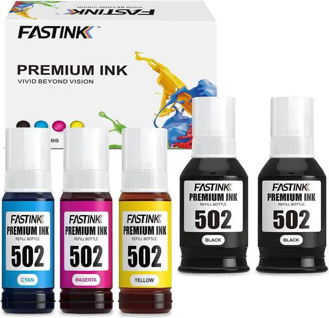 Main image of FASTINK Compatible T502 502 Ink Bottle Refill Replacement for Ecotank ET-4760 ET-2760 ET-3760 ET-2750 ET-3750 ET-3710 ET-3700 ET-2700 ET-4750 ET-15000 Printer (Black,Cyan,Magenta,Yellow),5-Pack