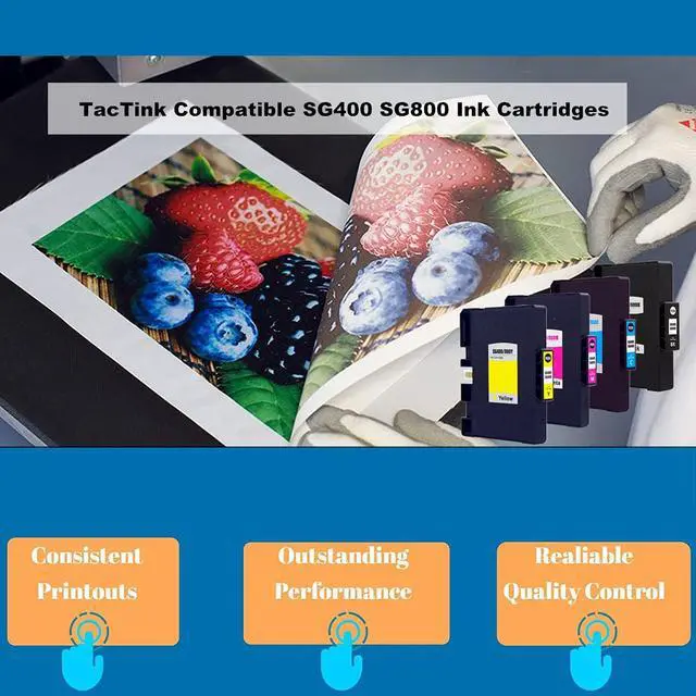 Alt view image 3 of 7 - TacTink Sawgrass SG400 Ink Cartridges, Sublimation SG400 SG800 Ink Cartridge High Yied Replacement for Sawgrass Virtuoso SG 400 SG 800 Printer (2 Black,1 Cyan,1 Magenta,1 Yellow, 5-Pack)