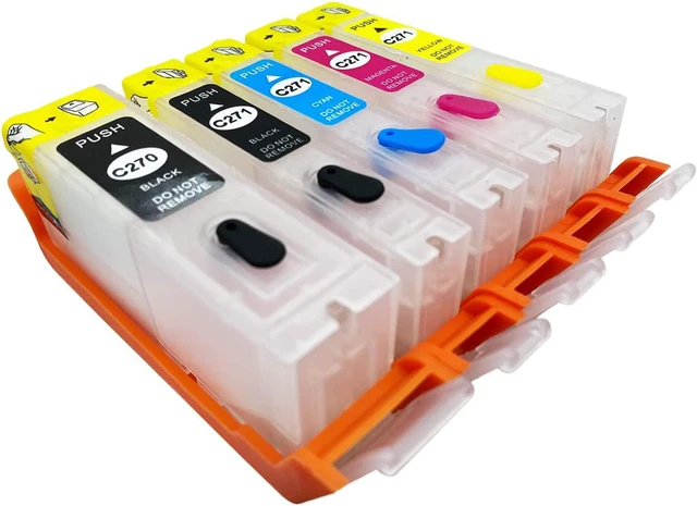 Alt view image 3 of 6 - F-Ink Refillable Ink Cartridge and 5x50ml Ink Refill Kits Compatible for Canon PGI-270XL CLI-271XL,Work with PIXMA MG5720 MG5721 MG5722 MG6820 MG6821 MG6822 MG7720 TS9020 TS8020 TS6020 TS5020