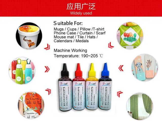 Alt view image 3 of 7 - F-INK 4x100ml Sublimation Ink Compatible for Sublijet Sawgrass Virtuoso SG400 SG500 SG800 SG1000 SG400NA SG800NA,Heat Transfer Printer Ink
