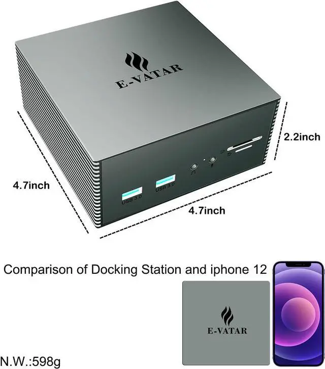 Alt view image 6 of 7 - Upgraded Universal USB C Laptop Docking Station for M1/M2 MacBook Pro/Air, Triple Displays with 4K HDMI(2 x DP, HDMI, 6 USB Ports, SD TF Reader, RJ45 Ethernet, 3.5mm Audio/Mic), 60W USB PD