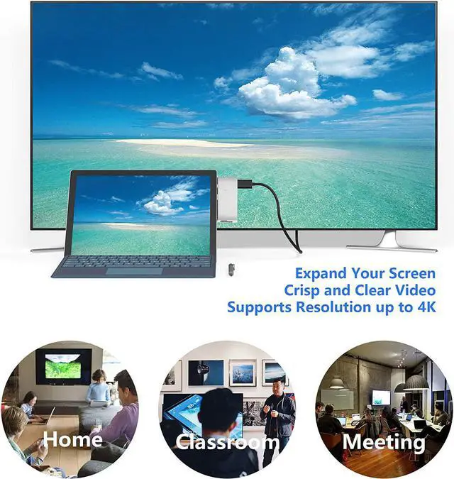 Alt view image 3 of 7 - Surface Pro 4/Pro 5/Pro 6 Docking Station USB Hub USB 3.0 Hub Adapter, SD & TF/Micro SD Memory Card Reader, 4K HDMI Port Converter Accessories for Microsoft Surface Pro 6/5/4