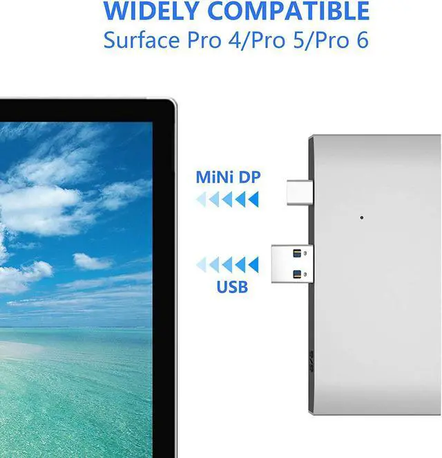 Alt view image 6 of 7 - Surface Pro 4/Pro 5/Pro 6 Docking Station USB Hub USB 3.0 Hub Adapter, SD & TF/Micro SD Memory Card Reader, 4K HDMI Port Converter Accessories for Microsoft Surface Pro 6/5/4