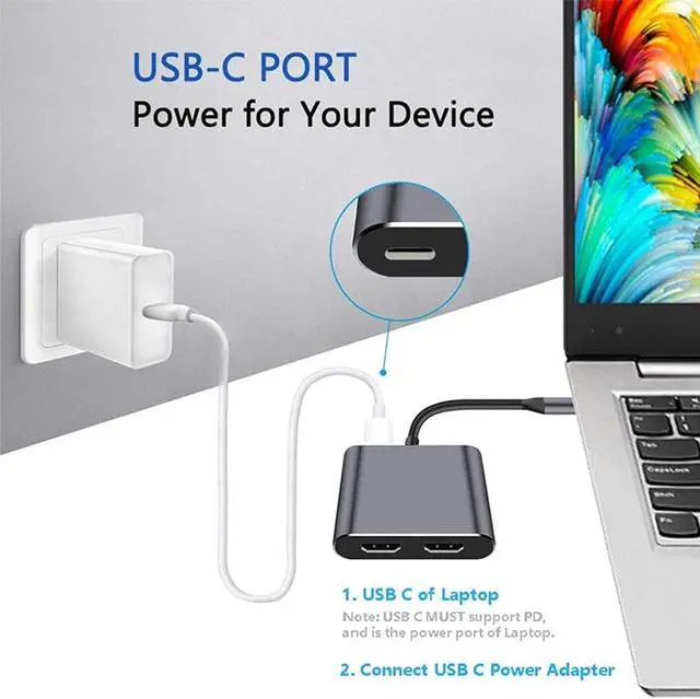 Alt view image 4 of 6 - USB Type C Laptop Docking Station Dual Dual Screen Display USB 3.0 Hub Adapter Dock