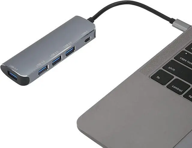 Alt view image 3 of 7 - 95116S USB-C hub, 5 in 1 USB-C to 4 USB3.0 Ports/Type-C Fast Charging, USB C Hub Multiport Adapter, for Tablets Mobile Phones Notebooks