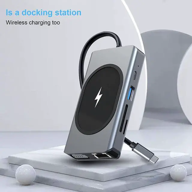 Alt view image 5 of 7 - Docking Station, 10/100 / 1000Mbps 9 in 1 Expansion Dock for Laptop