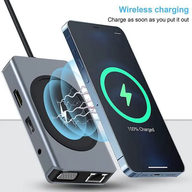 Alt view image 7 of 7 - Docking Station, 10/100 / 1000Mbps 9 in 1 Expansion Dock for Laptop