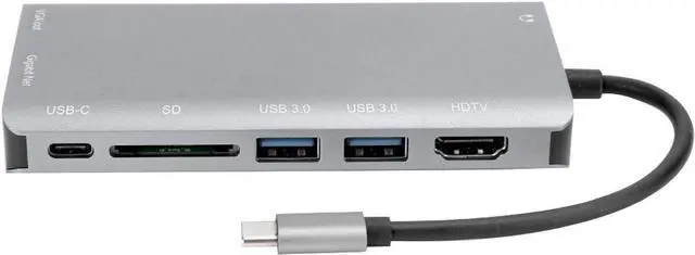 Alt view image 3 of 7 - TypeC Docking Station Good Performance USB3.0 Hub Gray Small Size 8in1 Fine Workmanship for Notebook