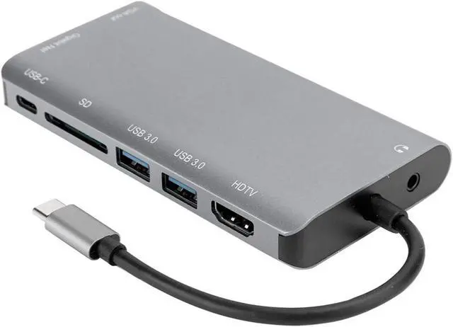 Alt view image 4 of 7 - TypeC Docking Station Good Performance USB3.0 Hub Gray Small Size 8in1 Fine Workmanship for Notebook
