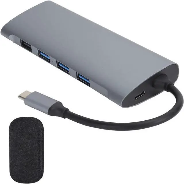 Alt view image 5 of 7 - 11 in 1 Type C Computer Docking Station, 4K at 60Hz Multimedia Hub, Supports OS X/, with Card Slot, Fast Charging, Gigabit Ethernet, USB Ports