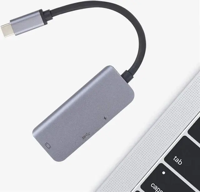Alt view image 2 of 6 - CRFYJ Laptop Docking Station Power Adapter Aluminum Alloy USB 3.1 Type-C HUB 4K HDMI-Compatible 87W USB-C USB3.0 Adapter for Laptop PC