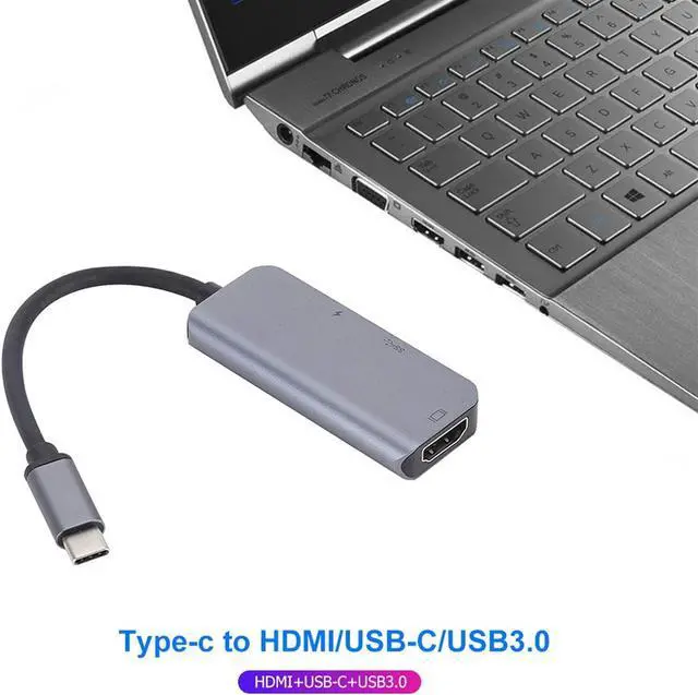 Alt view image 6 of 6 - CRFYJ Laptop Docking Station Power Adapter Aluminum Alloy USB 3.1 Type-C HUB 4K HDMI-Compatible 87W USB-C USB3.0 Adapter for Laptop PC