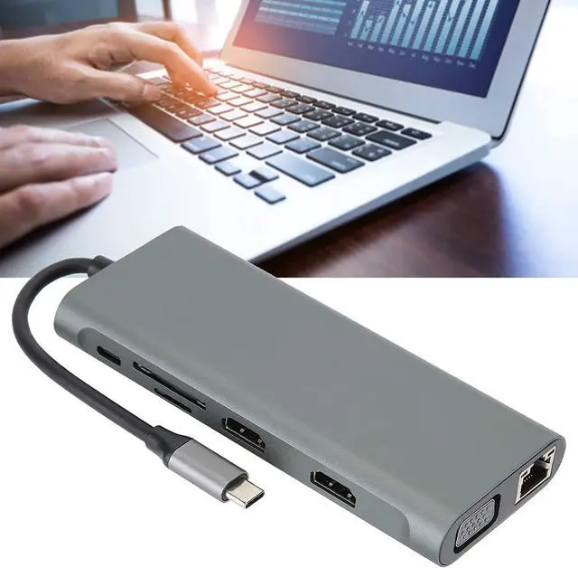 Alt view image 2 of 7 - 12 in 1 Docking Station with Type C, VGA, RJ 45, PD, USB 3.0 2.0 Ultra HD 4K Output, Fast Data Transfer, Multi Display Support