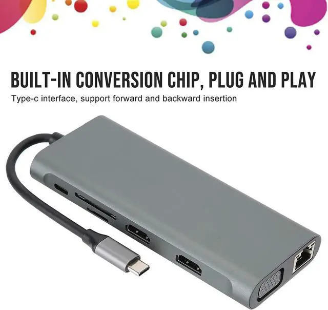 Alt view image 5 of 7 - 12 in 1 Docking Station with Type C, VGA, RJ 45, PD, USB 3.0 2.0 Ultra HD 4K Output, Fast Data Transfer, Multi Display Support